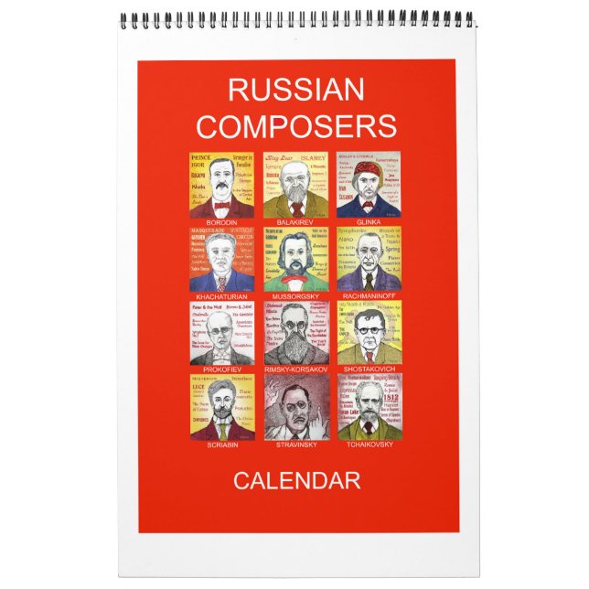 Calendário da parede dos COMPOSTOS RUSSOS (Capa)