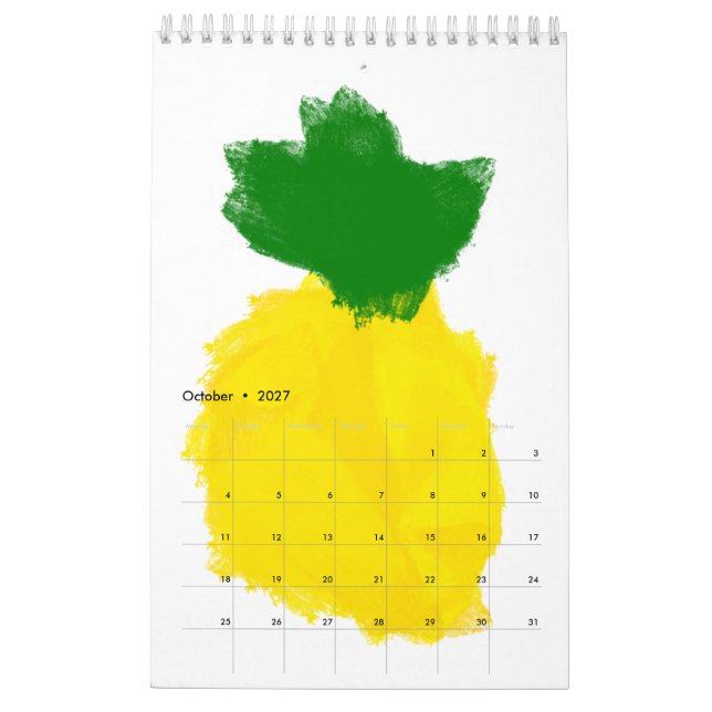 Calendário da pintura 2016 do abacaxi (Out 2027)