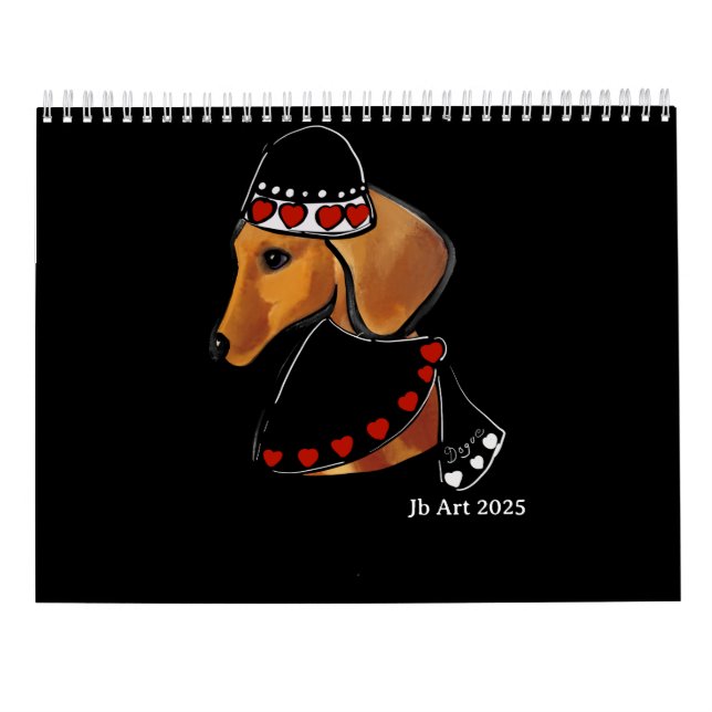 Calendário Dachshund Vermelho  (Verso)