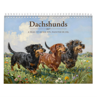 Calendário Dachshunds 2027 Doxie Oil Painting Dog Lover Gift