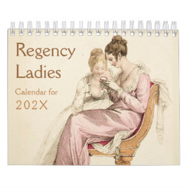 Calendário Damas da Regência Vintage Fãs de Jane Austen
