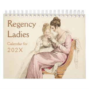 Calendário Damas da Regência Vintage Fãs de Jane Austen