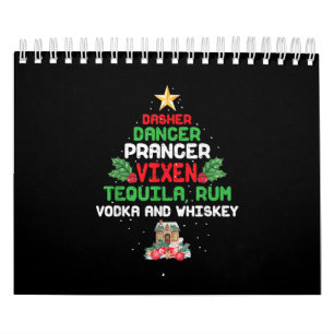 Calendário Dançarino da Árvore Prancer Vixen Tequila Whiske