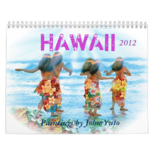 CALENDÁRIO DANÇARINOS DE HULA COM FLOWERS-OVAL JPEC, HAVAÍ