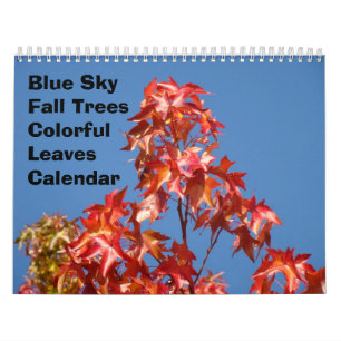 Calendário das Árvores de Queda do Céu Azul Folhas