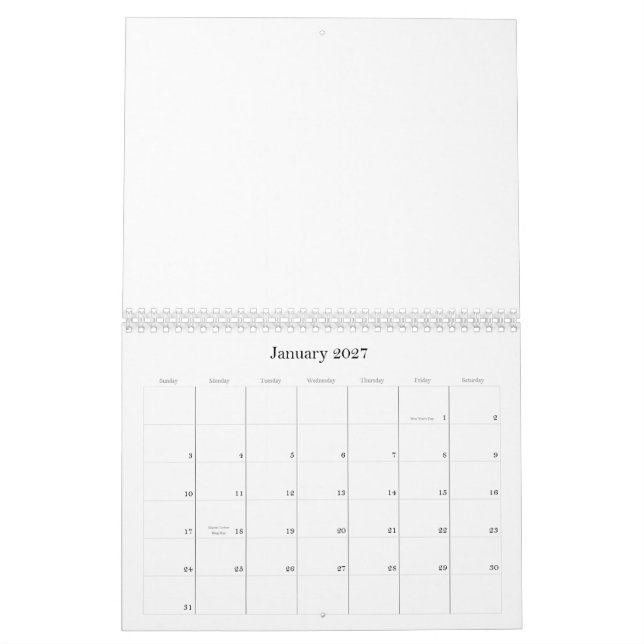 Calendário das iniciais das bolinhas (Jan 2027)