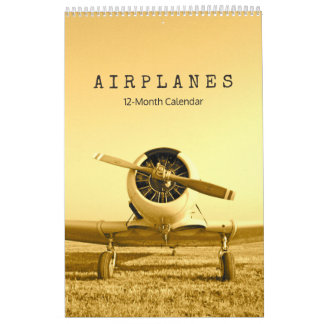 Calendário de 12 meses de Aviões Antigos Biplanos