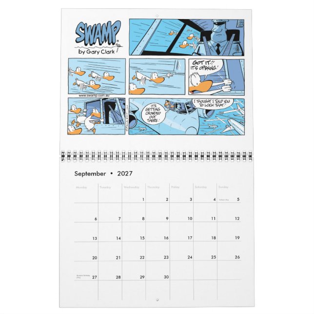 Calendário de 12 Meses de Cartoons de Aviação (Set 2027)