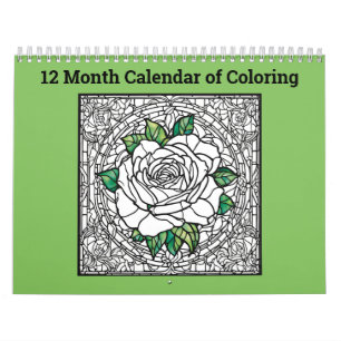 Calendário de 12 Meses de Rosas Borboletas para Co