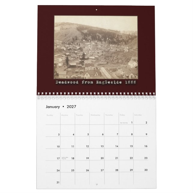 Calendário de 12 Meses do Antigo Deadwood (Jan 2027)