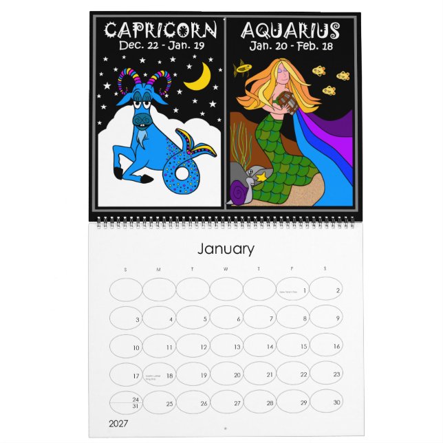 CALENDÁRIO DE 12 MESES ZODIAC (Jan 2027)