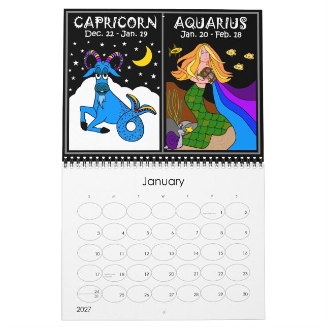 CALENDÁRIO DE 12 MESES ZODIAC (Jan 2027)