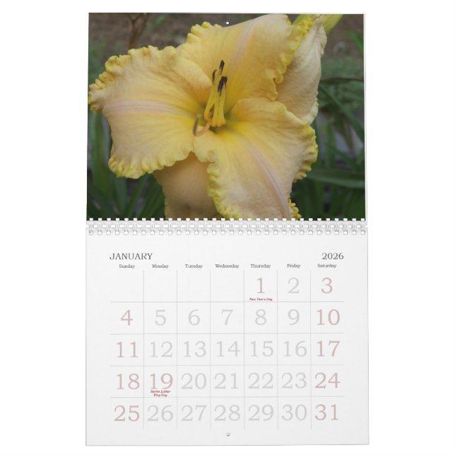 Calendário de 2008 hemerocallis - personalizado (Jan 2026)