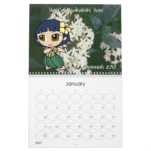 Calendário de 2010 "Aloha Honys" (Jan 2027)