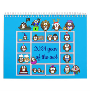 calendário de 2021 do ano da coruja