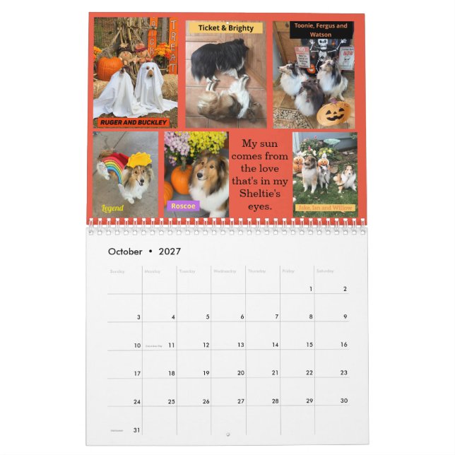 Calendário de 2022 do Minnesota Sheltie Rescue (Out 2027)