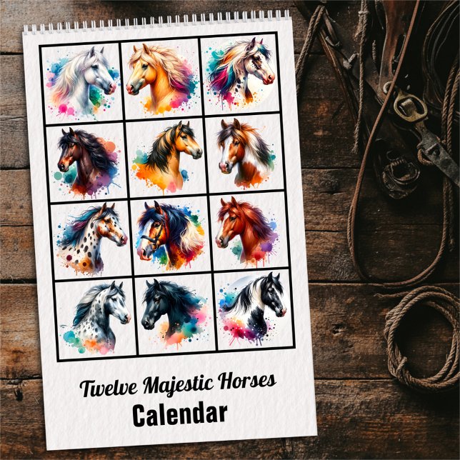 Calendário de 2025 com Doze Cavalos Majestosos (Criador carregado)