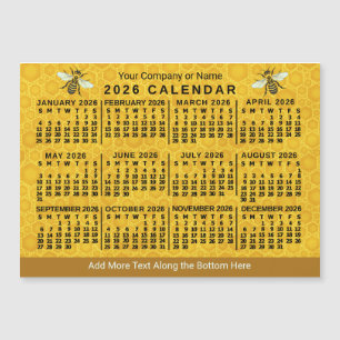 Calendário de 2026 Abelha Favo de Mel Apiário Pers