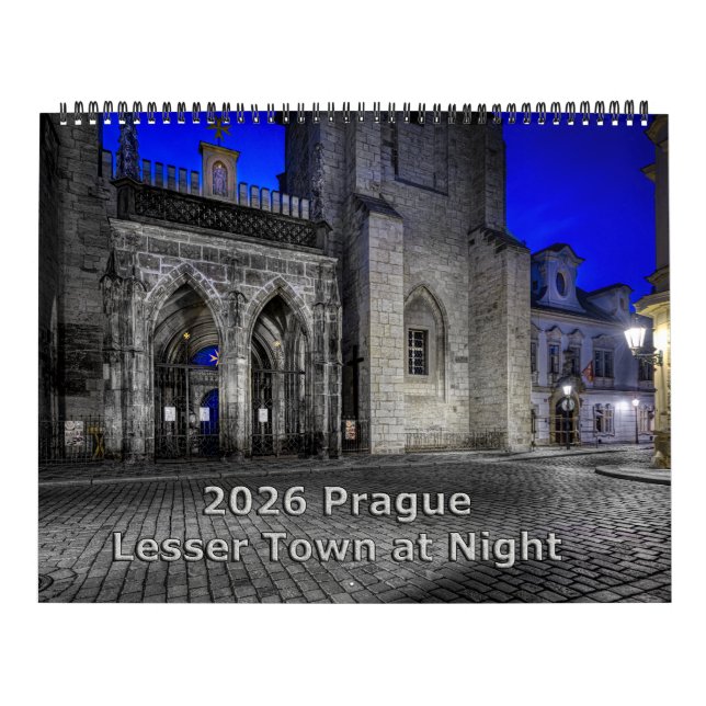 Calendário de 2026 da Cidade Menor de Praga à Noit (Capa)