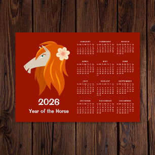 Calendário de 2026 do Zodiac Horse 2026, Ano Novo 