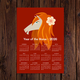 Calendário de 2026 do Zodiac Horse 2026, Ano Novo