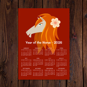 Calendário de 2026 do Zodiac Horse 2026, Ano Novo 