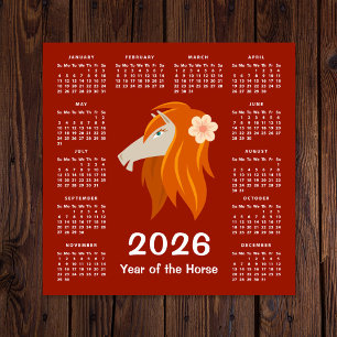 Calendário de 2026 do Zodiac Horse 2026, Ano Novo 