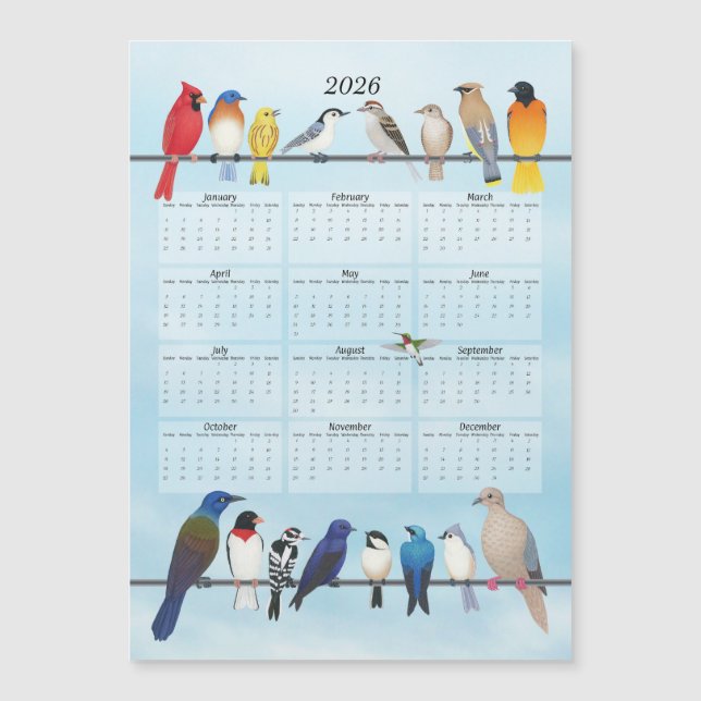 Calendário de 2026 para aves de quintal (Frente)