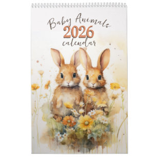 Calendário de 2026 para Bebês de Aquarela