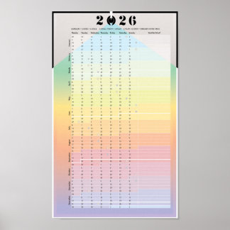 Calendário de 2026 - Poster do planejador da lua