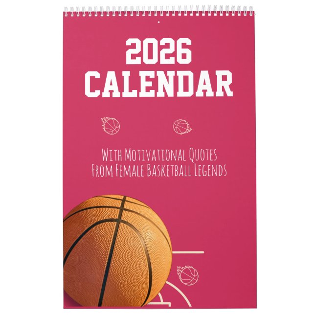 Calendário de 2026 Rosa  Basquete para Garota Adol (Capa)