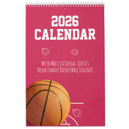 Calendário de 2026 Rosa Basquete para Garota Adol