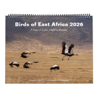 Calendário de 2026 sobre as aves da África Orienta