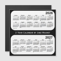 Calendário de 2 anos preto e branco 2026-2027 por