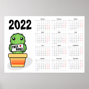 Calendário de Abraços Gratuitos 2022 Poster - iníc