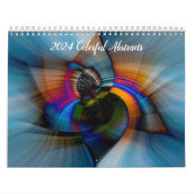 Calendário de Abstratos Coloridos 2024