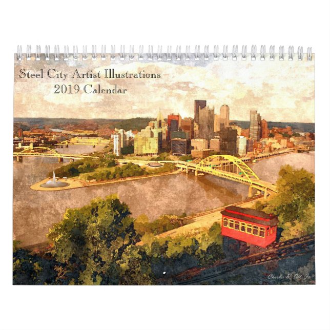 Calendário de aço das ilustrações 2019 do artista (Capa)