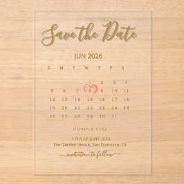 Calendário de Acrílico Save the Date 