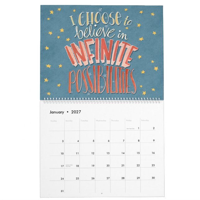 Calendário de Afirmações "Escolho" (Jan 2027)