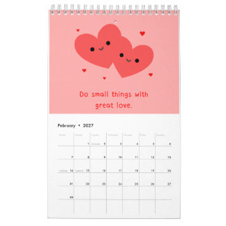 Calendário de Afirmações Positivas Kawaii Motivaçã