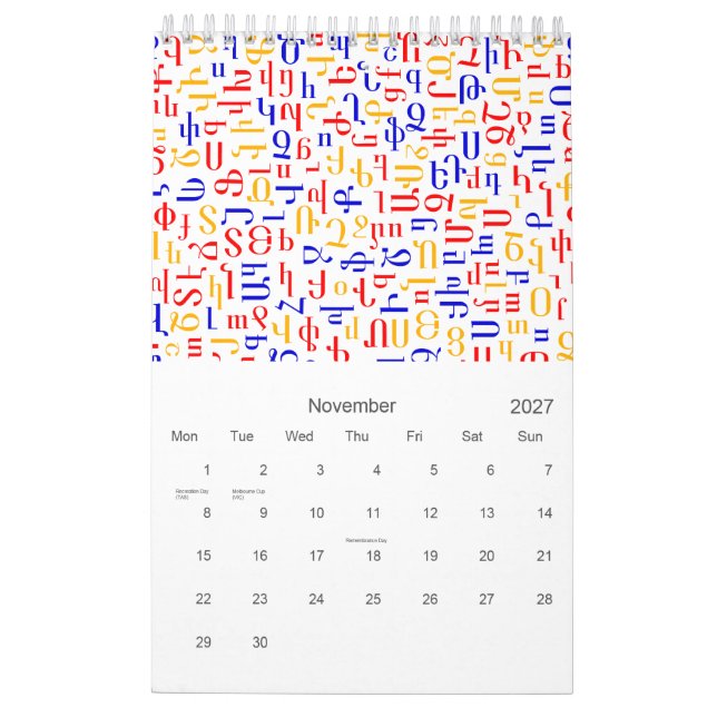 Calendário de Alfabetos (Nov 2027)