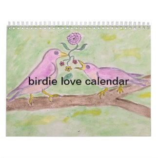 calendário de amor de pássaros
