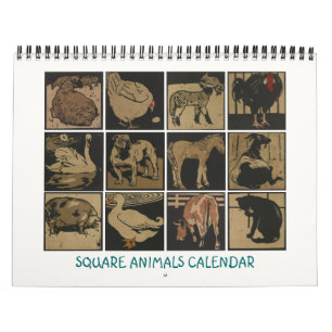 Calendário de Animais Quadrados - Desenhos do Barn