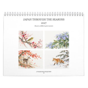 Calendário de aquarela da natureza das estações ja