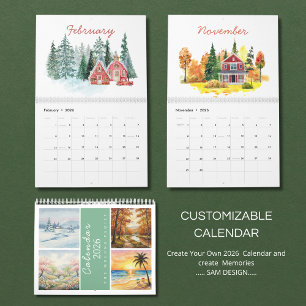 Calendário de Aquarela das Estações 2026   Naturez