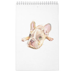 Calendário de Aquarela do Bulldog Francês – French