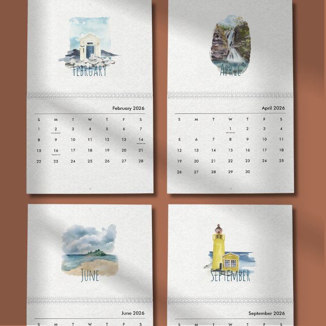 Calendário de Aquarela Tropical 2026 (Criador carregado)