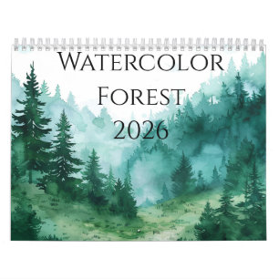 Calendário de Aquarelas da Floresta 2026: Um Ano d
