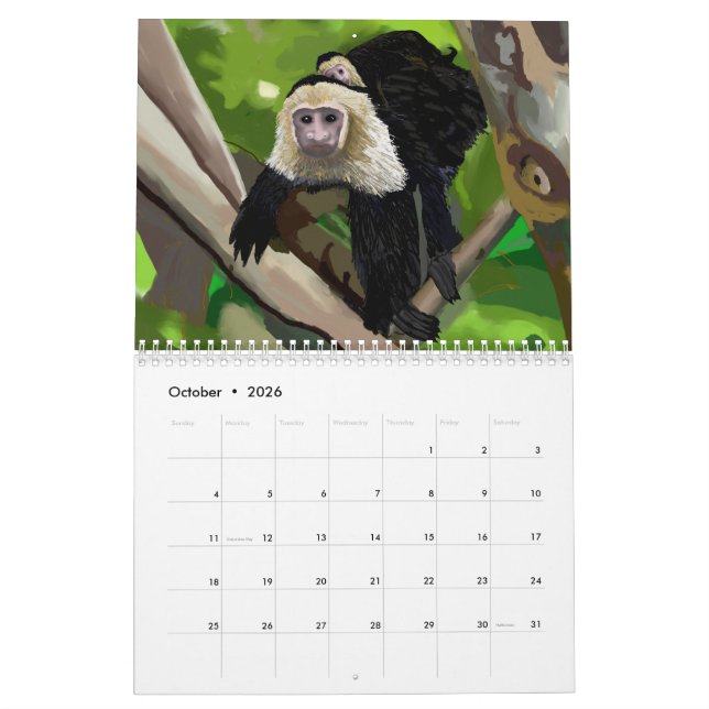 Calendário de aquarelas por Island Art Bocas (Out 2026)