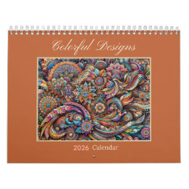 Calendário de Arte Abstrata Designs Coloridos 2026